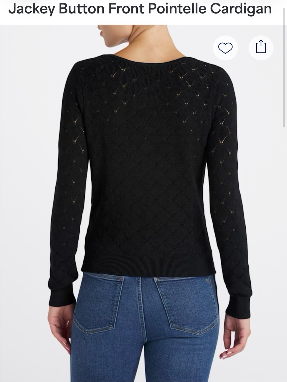 Black Openwork Button-Front Cardigan Sweater - Picture 2 of 8